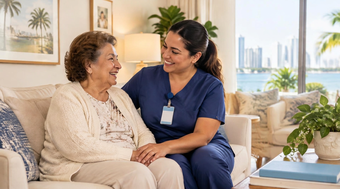 Rebirth caregiver with a client at home